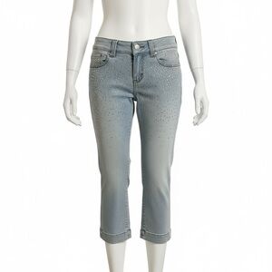 Vintage Cache Light Wash Beaded Low Rise Ankle Jeans Size 0 Y2K Jersey Shore